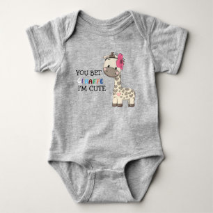 Custom Pink Girl Giraffe Baby Bodysuit