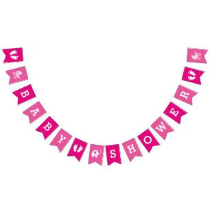 Custom Pink Girls Baby Shower Bunting Banner Flags