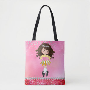 Custom Pink Glam Irish Dance Brunette Girl Tote Bag