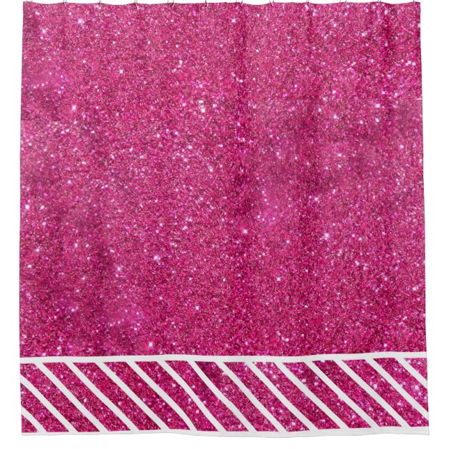 Custom Pink Glitter and White Stripes Modern artsy (Front)