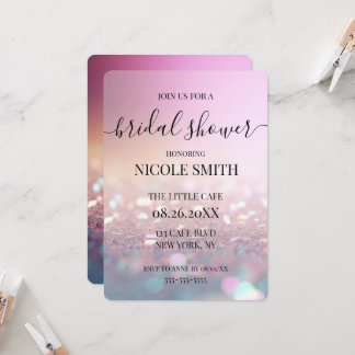 Custom Pink Glitter Bridal Shower Invitation