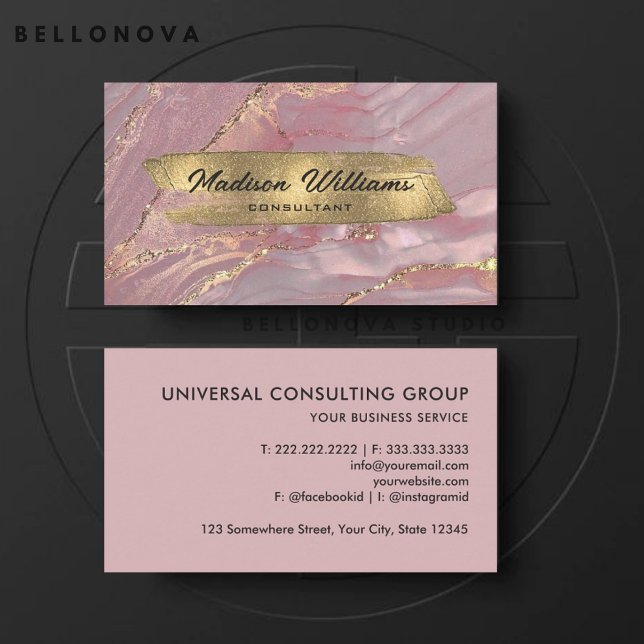 Custom Pink Gold White Glitter  Professional  Business Card (Custom Pink Gold White Glitter Professional Business Card)