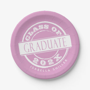 Custom Pink Graduation Party Graduate  Paper Plate