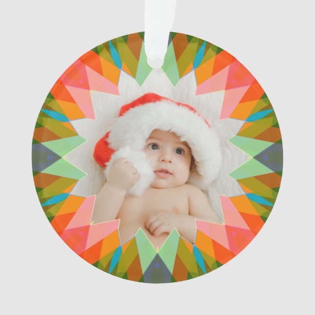 Custom Pink Green Christmas Star Photo Gift Tree (devant)