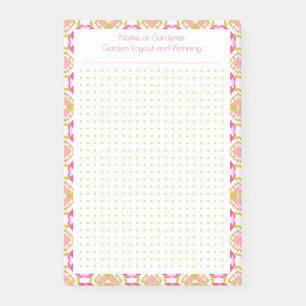 Custom Pink Green Dot Grid Garden Layout Planner Post-it Notes