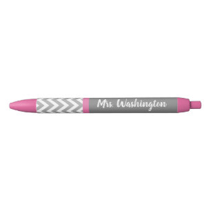 Custom Pink Grey Teacher's Writing Pen Gift