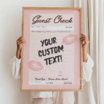 Custom Pink Guest Check Personalized Quote Poster
