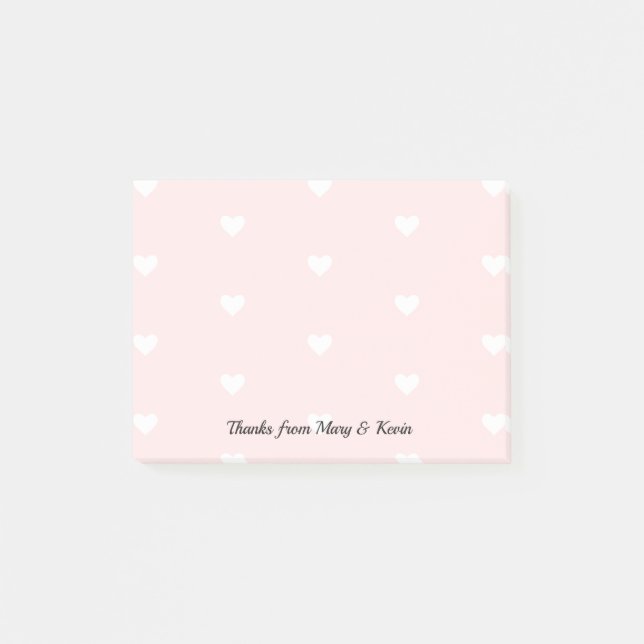 Custom Pink Heart Pattern Romantic Wedding Couple Post-it Notes (Front)
