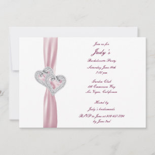 Custom Pink Hearts Bachelorette Party Invitation