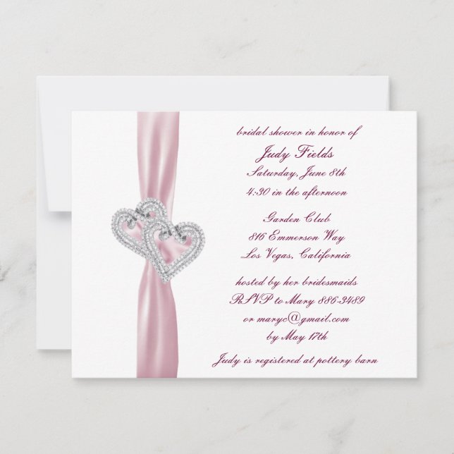 Custom Pink Hearts Bridal Shower Invitation (Front)