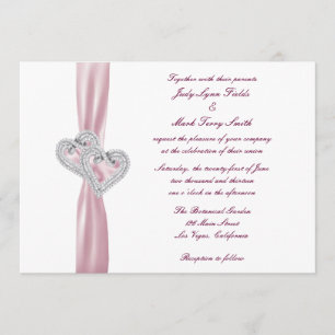 Custom Pink Hearts Wedding Invitation