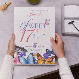 Custom Pink & Lavender 17th Birthday Invitations
