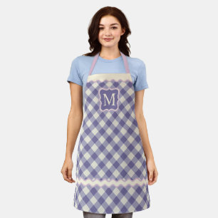 Custom Pink Lavender Violet Purple Ivory Gingham Apron