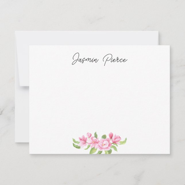 Custom Pink Magnolia Note Card (Front)