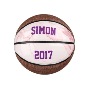 Custom Pink Marble Design Mini Basketball