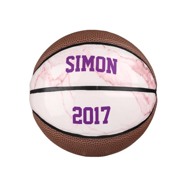 Custom Pink Marble Design Mini Basketball (Front)