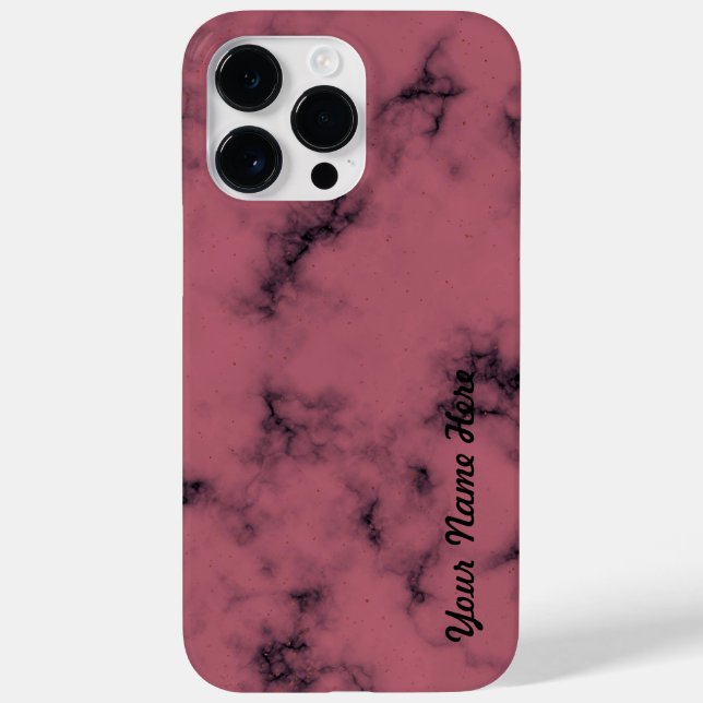 Custom Pink Marble Your Name Editable Personalized Case-Mate iPhone Case (Back)