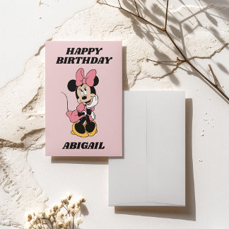 Custom Pink Minnie Mouse Girl's Birthday Card