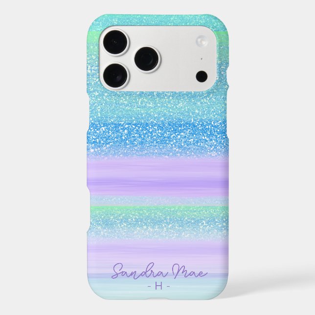 Custom Pink Mint Green Blue Purple Stripes Pattern (Back)