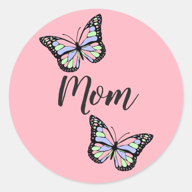 Custom Pink Mom Classic Round Sticker (Front)