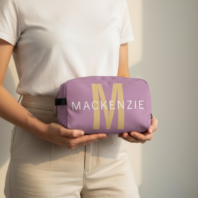 Custom Pink Monogram Cosmetic Bag Gift for Student (Personalized Name Toiletry Bag – Christmas Gift for Her, Sisters, Aunts & Students)