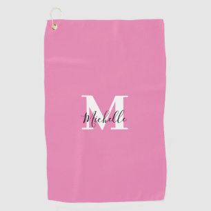 Custom Pink Monogram Girly Golf Towel
