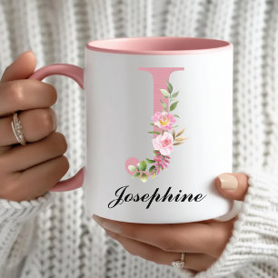 Custom Pink Monogram Mug Gift for Girls and Kids