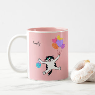 Custom Pink Mother's Day Gift Best Cat Mom Ever Tw Two-Tone Coffee Mug
