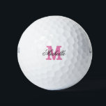 Custom pink name monogram golf balls for women<br><div class="desc">Custom pink name monogram golf balls for women. Monogrammed golf balls with stylish script typography. Personalized golf ball set with your elegant text. Customizable template with custom name and classy monogrammed initial letters. Cute birthday gift idea for golfers and golfing fans. Suitable for sporty men and women. Make your own...</div>