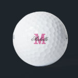Custom pink name monogram golf balls for women<br><div class="desc">Custom pink name monogram golf balls for women. Monogrammed golf balls with stylish script typography. Personalized golf ball set with your elegant text. Customizable template with custom name and classy monogrammed initial letters. Cute birthday gift idea for golfers and golfing fans. Suitable for sporty men and women. Make your own...</div>