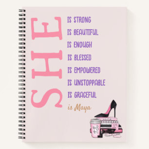 Custom Pink Notebook Journal for Strong Women