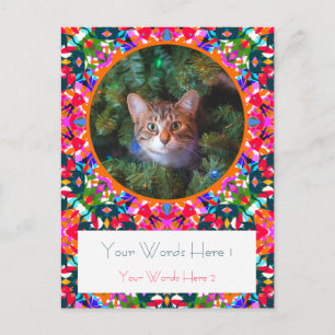 Custom Pink Orange Green Christmas Decor Gift Postcard