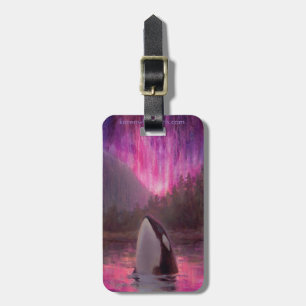 Custom Pink Orca Killer Whale Luggage Tag
