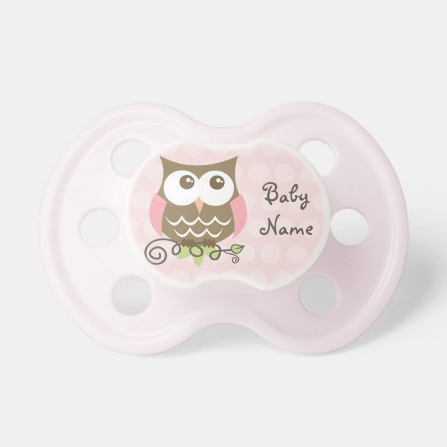 Custom Pink Owl Pacifier (Front)