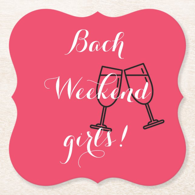 custom pink paper coasters for bachelorette (Front)