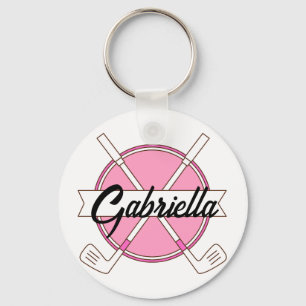 Custom Pink Personalized Golf Clubs Monogram  Keychain