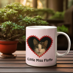 Custom pink pet photo paw prints memory coffee mug