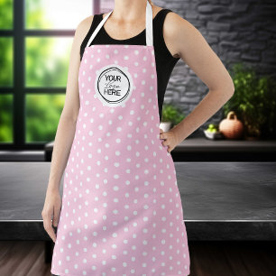 Custom Pink Polka Dot Cooking Apron with Logo