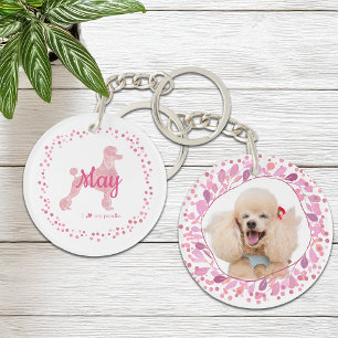 Custom Pink Poodle Silhouette and Photo Keychain