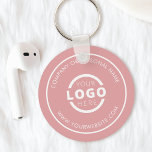 Custom Pink Promotional Business Logo Branded Keychain<br><div class="desc">Easily personalize this coaster with your own company logo or custom image. You can change the background colour to match your logo or corporate colours. Custom branded keychains with your business logo are useful and lightweight giveaways for clients and employees while also marketing your business. No minimum order quantity. Bring...</div>