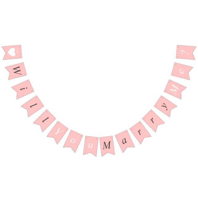 Custom Pink Proposal At Home Will You Marry Me Bunting Flags (All)