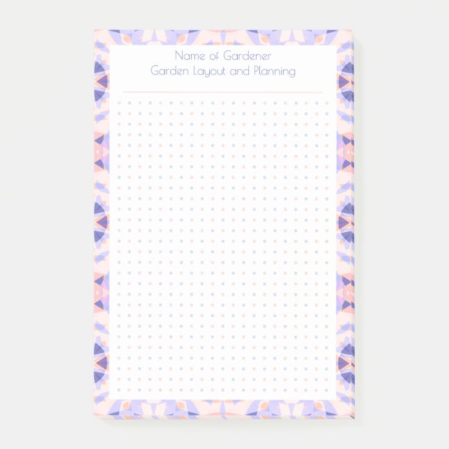 Custom Pink Purple Dot Grid Garden Layout Planner Post-it Notes (Front)