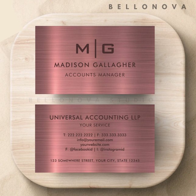 Custom Pink Purple Metal Style Professional Busine Business Card (Custom Pink Purple Metal Style Professional Busine Business Card)