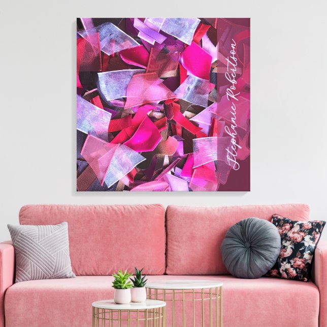 Custom Pink Purple Red Abstract 3D Effect Maximal Canvas Print (Insitu(LivingRoom))