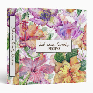 Custom Pink Purple Yellow Floral Family Recipe Binder