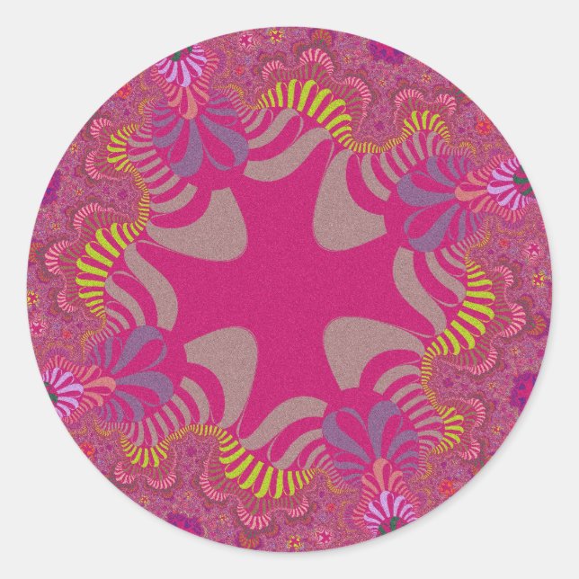 Custom Pink Rainbow Cross Large Round Stickers (Front)