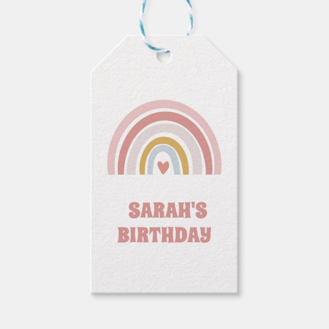Custom Pink Rainbow Gift Tag | Personalized Name  (Front)