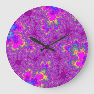 Custom Pink Rainbow Speckle Large Round Wall Clock