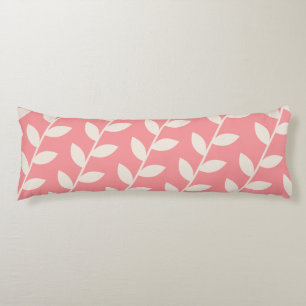 Custom Pink Retro Leaf Pattern  Body Pillow