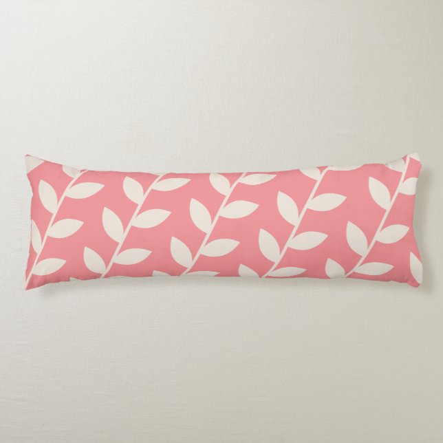 Custom Pink Retro Leaf Pattern  Body Pillow (Front)